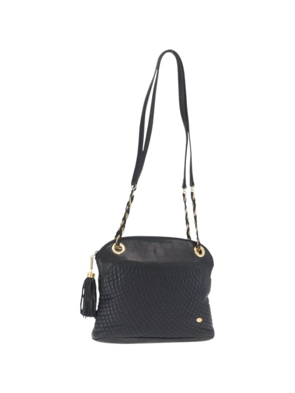 BALLY Chain Shoulder Bag Leather Navy Gold